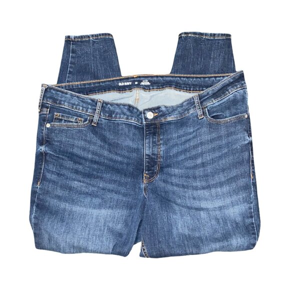 Sz.20*Old Navy*RockStar Super Skinny Cropped Blue Jeans--Ripped Up - Picture 2 of 5